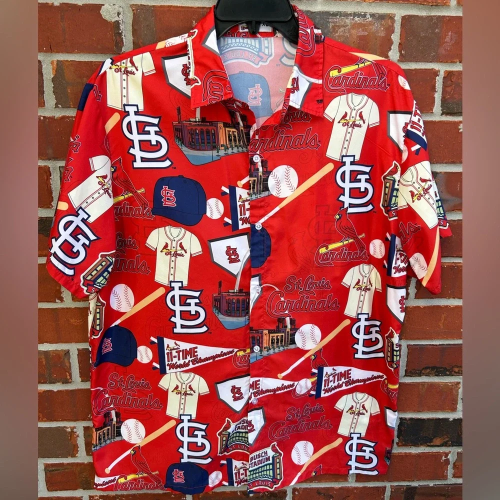 St. Louis Cardinals MLB Major League Baseball Short Sleeve Button Down Shirt - Picture 1 of 11